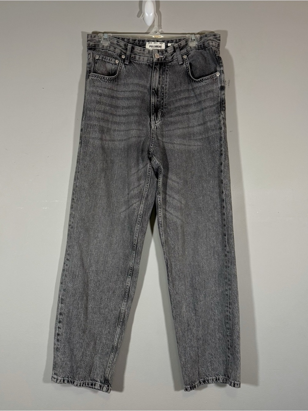 Zara Pull & Bear Baggy Fit Straight Leg Jeans Gray Faded Distressed Men’s Sz 31